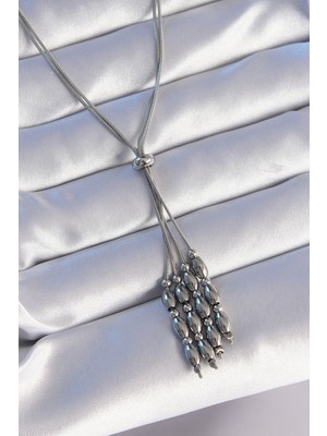 Clariss 316L Çelik Gümüş Renk Boyu Ayarlanabilir Sallantılı Model Kolye