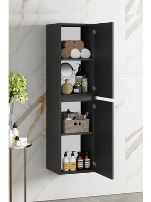 Özceden Banyo Boy Dolabı 130 cm 4 Bölmeli Çift Kapaklı Komple Renkli Mdf