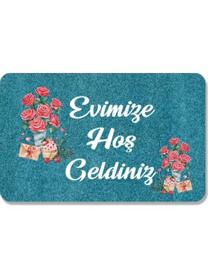 M&H Quality Dijital Baskılı  Kapı Önü Paspas Çiçek Desenli Hoş Geldiniz Yazılır Ev Içi ve Dışı Banyo Mutfak Çocuk Odası Için kullanılabilir