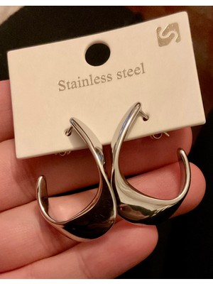 Stainless Steel C Şekli Çelik Kadın Küpe Modern Şık Kadın Küpe