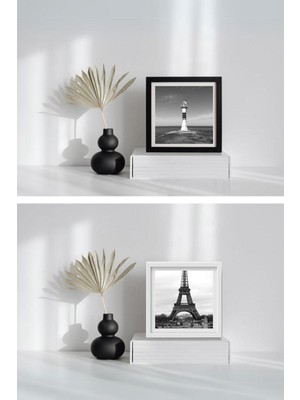 Yapışkanlı Sök-Tak Beyaz Pola Çerçeveler - 5'li Paket 14X14CM Masaüstü ve Duvar Çerçevesi