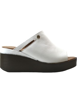 Beety 1403 Deri Platform Dolgu Yüksek Topuklu Kadın Terlik