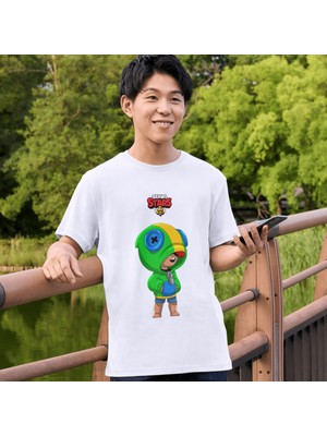 Brawl Stars Leon Çocuk Yetişkin Beyaz T-Shirt Unisex Çocuk Tişört