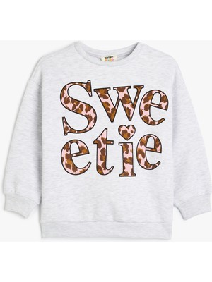 Koton Slogan Baskılı Uzun Kollu Bisiklet Yaka Sweatshirt