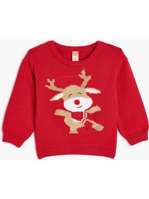 Koton Yılbaşı Temalı Geyik Desenli Örgü Kazak