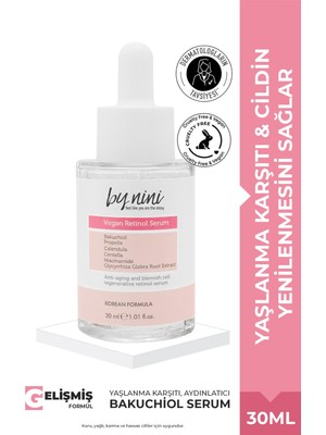 By Nini Yaşlanma Karşıtı, Aydınlatıcı, Retinol Serum Alternatifi Bakuchiol Serum 30 ml