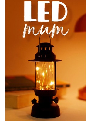 ByKurt LED Mum Kamp Lambası 1 Adet - Tipi Pil Dahil Dumansız Alev Ledli Dekoratif Mum Dekor Işığı Siyah PT437