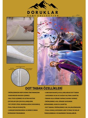 Doruklar Home Collection Kaymaz Taban Makinada Yıkanabilir Dijital Baskı Modern Desenli Genç Odası ve Çocuk Odası Halısı Dot Taban Halı