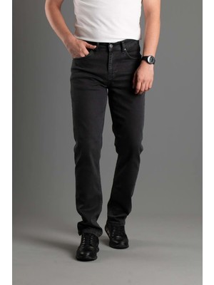 Olivia Digital Jeans Normal Kesim Fermuarlı Geniş Paça Yüksek Bel Erkek Baba Füme Kot Pantolon