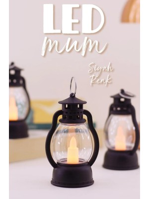 ByKurt LED Mum Mini Kamp Tipi 3 Adet Pil Dahil Dumansız Alev Ledli  Dekor Işığı Siyah PT430