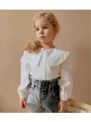 BAV Butik Ayvitrin Kız Yaka Tasarım Gömlek Uzun Kollu