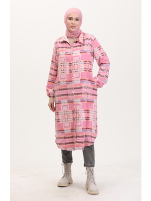 Sefa Merve Etnik Desen Düğmeli Kap 0556-03 Pembe