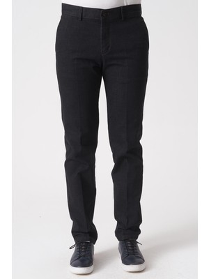 White Stone Siyah Slim Fit Esnek Likralı Pamuklu Kumaş Pantolon