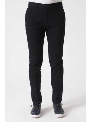 White Stone Siyah Slim Fit Pamuklu Chino Pantolon