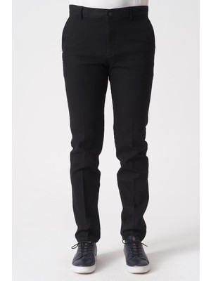 White Stone Salvador P1039 Zümrüt Likralı Pamuklu Slim Fit Chino Pantolon  Siyah