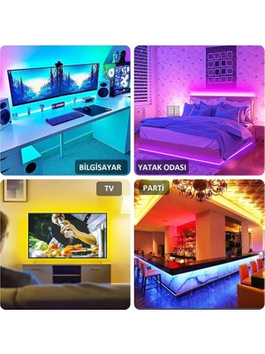 UmoTech Uzaktan Kumandalı Rgb LED Şerit Işık 16 Renk Seçeneği 5 Metre Uzunluk Enerji Verimliliği