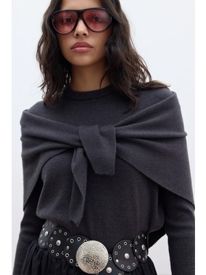 Yumuşak Dokulu Üçgen Atkı Antrasit