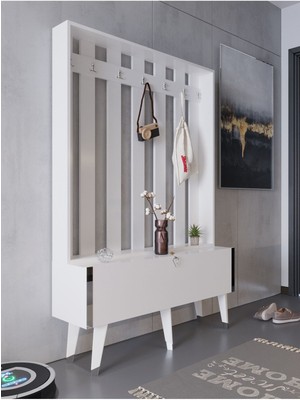 Myniture Home & Living Festival Portmanto - SP1007-1 - Silver Parlak Beyaz