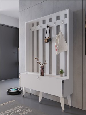 Myniture Home & Living Festival Portmanto - SP1007-1 - Silver Parlak Beyaz