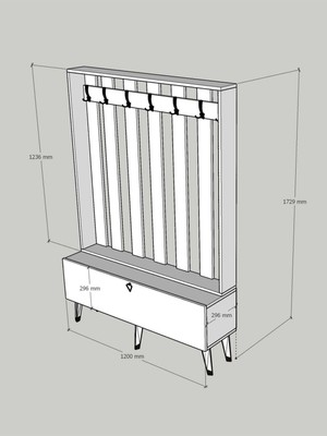 Myniture Home & Living Festival Portmanto - SP1007-1 - Silver Parlak Beyaz