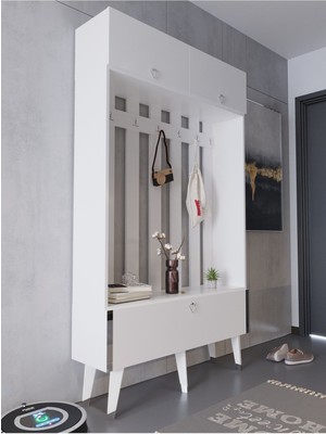 Myniture Home & Living Festival Portmanto - SP1006-1 - Silver Parlak Beyaz