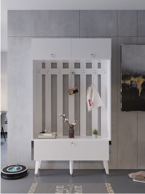 Myniture Home & Living Festival Portmanto - SP1006-1 - Silver Parlak Beyaz