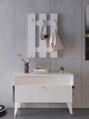 Myniture Home & Living Festival Portmanto - SP1004-1 - Silver Parlak Beyaz