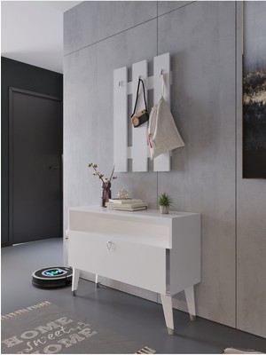 Myniture Home & Living Festival Portmanto - SP1004-1 - Silver Parlak Beyaz