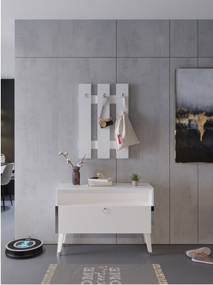 Myniture Home & Living Festival Portmanto - SP1004-1 - Silver Parlak Beyaz