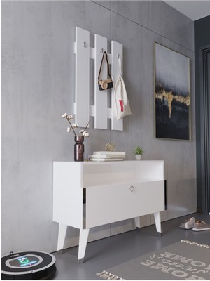 Myniture Home & Living Festival Portmanto - SP1004-1 - Silver Parlak Beyaz