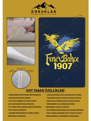 Doruklar Home Collection Kaymaz Taban Makinada Yıkanabilir Dijital Baskı Modern Desenli Genç Odası ve Çocuk Odası Halısı Dot Taban Halı