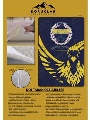 Doruklar Home Collection Kaymaz Taban Makinada Yıkanabilir Dijital Baskı Modern Desenli Genç Odası ve Çocuk Odası Halısı Dot Taban Halı