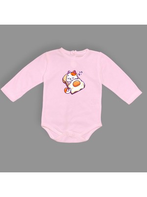 Mnk Baby & Kids Uyuyan Kedi Baskılı Bebek Çıtçıtlı Body Uzun Kısa Kolsuz