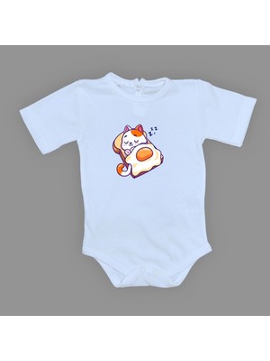 Mnk Baby & Kids Uyuyan Kedi Baskılı Bebek Çıtçıtlı Body Uzun Kısa Kolsuz