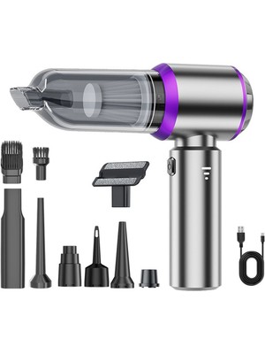 Brevityhav Araba Vakumu Taşınabilir Kablosuz Mini Temizleyici Basınçlı Hava Toz Alma Cihazı ve Hava Üfleyici ve Pompa Elde Taşınabilir Gümüş (Yurt Dışından)