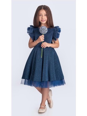 Mnk Baby & Kids Simli Kız Çocuk Abiye Elbise M00669 Şanzelize Özel Günler İçin Şık Tasarım
