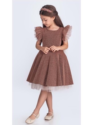 Mnk Baby & Kids Kız Çocuk Abiye Elbise M00669 Simli Şanzelize Şık Tasarım Özel Günler İçin