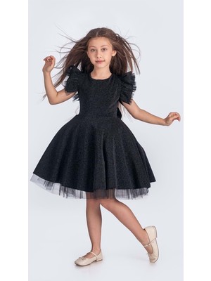 Mnk Baby & Kids Simli Şanzelize Kız Çocuk Abiye Elbise M00669