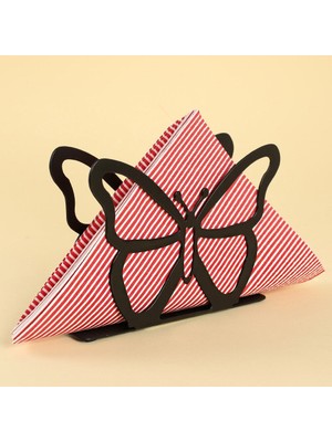 Loren Home Kelebek Siyah Metal Peçetelik