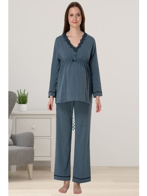 Effortt Antrasit Hamile Lohusa Pijama Takımı