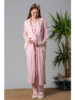 Effortt Pembe Sabahlıklı Hamile Lohusa Pijama Takımı