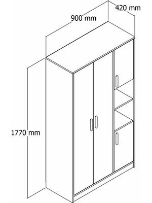 Ucuz Al Ferzan 4 Kapaklı Raflı Gardırop - Atlantik Çam