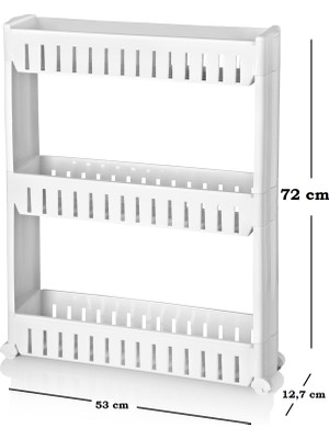 Mybox Fiore 3 Katlı Tekerlekli Banyo Düzenleyici Raf Ünitesi – Çok Amaçlı Dikdörtgen Slim Banyo Organizer