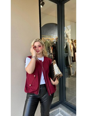 glam Bordo Bomber Yelek