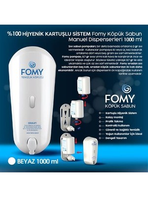 Fomy Köpük Sabun Beyaz Dispenser 1000 ml 10'lu Koli