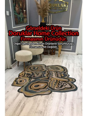 Doruklar Home Collection Kaymaz Taban Yıkanabilir Dijital Baskı Dekoratif Modern Desenli Lu x  Serisi Dot Taban Halı L14