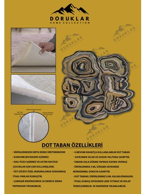 Doruklar Home Collection Kaymaz Taban Yıkanabilir Dijital Baskı Dekoratif Modern Desenli Lu x  Serisi Dot Taban Halı L14