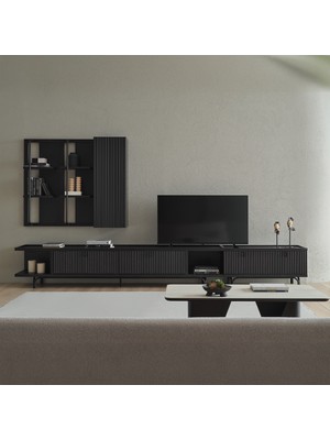 Enza Home Austin Maxi Tv Ünitesi, 350X45 cm - Koyu Meşe