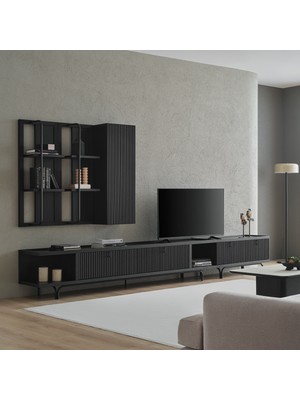 Enza Home Austin Maxi Tv Ünitesi, 350X45 cm - Koyu Meşe