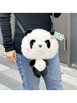 Grace1 Yaratıcı Sahte Vizon Çiçekli Panda Crossbody Çanta (Yurt Dışından)